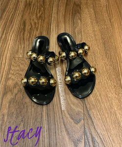 "Stacy" Sandals (black/gold)