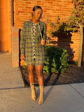 Load image into Gallery viewer, Plaid Shoestring Dress (olive)
