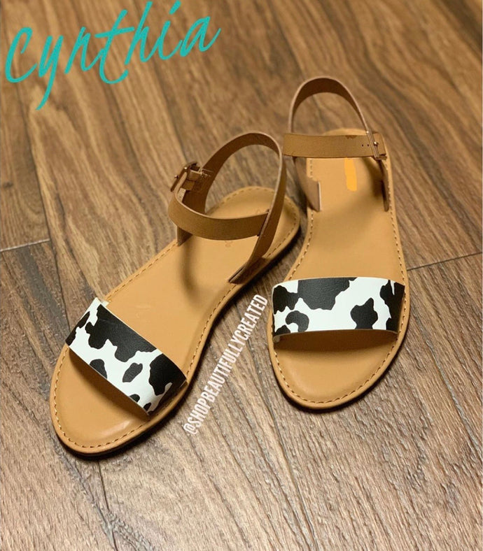 “Cynthia” Sandal (cow print)