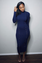 Load image into Gallery viewer, “Gold Button Down” Dress (navy)
