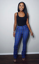 Load image into Gallery viewer, “Plaid You” Ruched Pants (Royal Blue)
