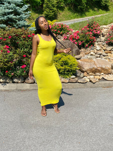 “Bodycon” yellow maxi