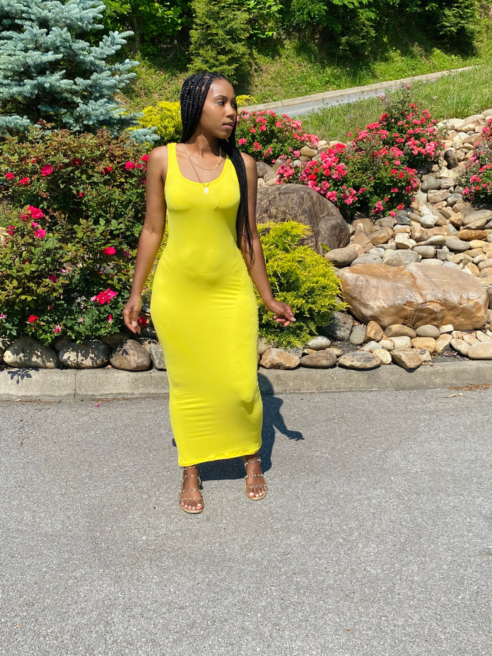 “Bodycon” yellow maxi