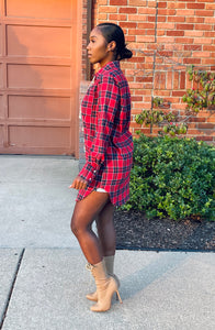 Plaid Shoestring Dress (red)